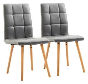 Set 2 Sedie Moderne Imbottite in Similpelle e Legno Grigio 45x56x93 cm