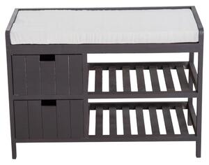Panca Contenitore da Ingresso con Cassetti e Ripiani in Legno Grigio 69x34x48 cm