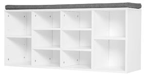 Panchina Scarpiera con Ripiani Regolabili in Legno Bianco e Grigio 104x30x48 cm