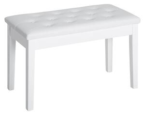 Panca Sgabello Pianoforte con Vano Portaoggetti in Similpelle e Legno 76x36x50 cm Bianco