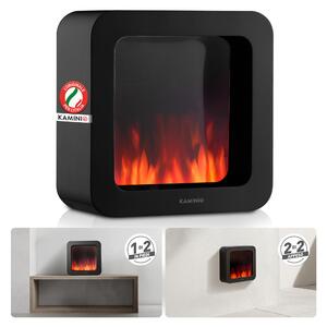KAMINIO Camino da tavolo elettrico MIA L - Camino da tavolo elettrico decorativo con effetto fiamma 3D, batteria a lunga durata per un utilizzo portatile - Nero