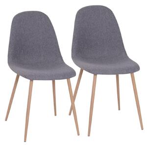 Set 2 Sedie da Pranzo Design Moderno in Lino con Gambe in Metallo Grigio