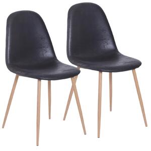 Set 2 Sedie da Pranzo Design Moderno in Lino con Gambe in Metallo Nero