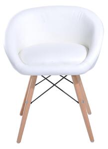 Sedia Imbottita in Similpelle e Legno Bianco 52x45.5x64 cm