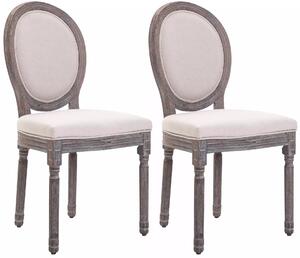 Set 2 Sedie in Legno Rivestimento in Lino Bianco