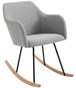 Sedia a Dondolo in Metallo e Tessuto Lino 46x69x80 cm Grigio Chiaro