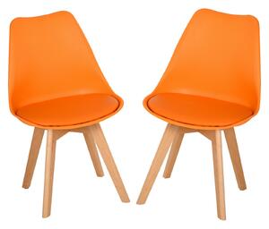 Set 2 Sedie in Similpelle Gambe in Legno Arancioni