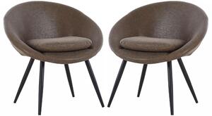 Set 2 Sedie in Metallo e Similpelle Marrone