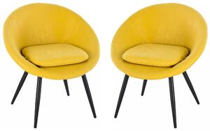 Set 2 Sedie in Metallo e Similpelle Giallo
