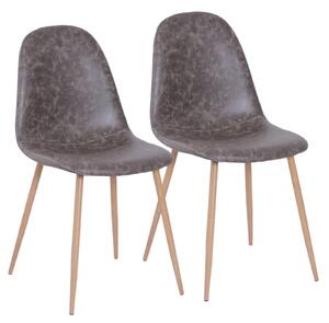 Set 2 Sedie da Pranzo Design Moderno in Similpelle con Gambe in Metallo Grigio