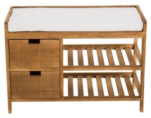 Panca Contenitore da Ingresso con Cassetti e Ripiani in Legno Chiaro 69x34x48 cm