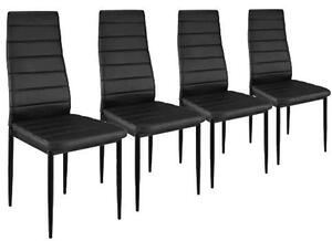 Set 4 Sedie da Pranzo in Similpelle e Metallo Nere