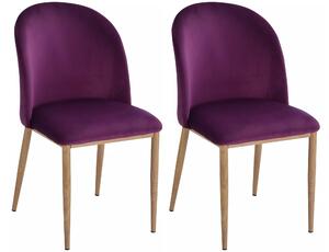 Set 2 Sedie imbottite in Velluto e Metallo Viola