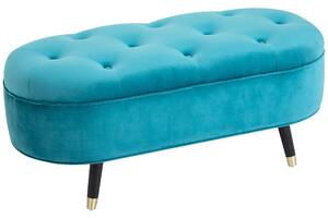 Panca Imbottita in Tessuto Velluto 107x36x48 cm Blu