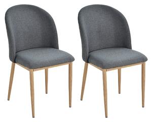 Set 2 Sedie imbottite in Acciaio e Poliestere 50x58x85 cm Grigie