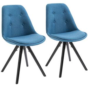 Set 2 Sedie Imbottite 48x56x87 cm in Tessuto Blu
