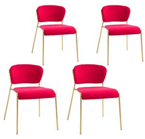 Set 4 Sedie in Metallo e Poliestere Rosse