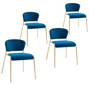 Set 4 Sedie in Metallo e Poliestere Blu