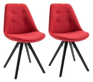 Set 2 Sedie Imbottite 48x56x87 cm in Tessuto Rosse