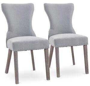 Set 2 Sedie Imbottite 45x66x92,5 cm in Tessuto Grigie