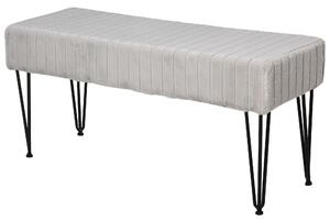 Panca Imbottita 2 Posti 118x42x56 cm in Tessuto e Metallo Grigia
