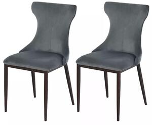 Set 2 Sedie imbottite in Metallo e Poliestere 45x57,5x87,5 cm Grigio Scuro