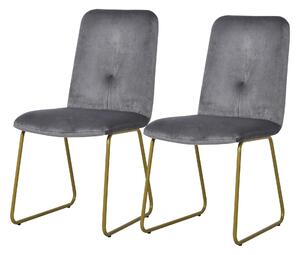 Set 2 Sedie Imbottite 44,5x59,5x91 cm in Flanella Grigie