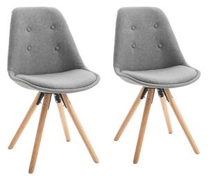 Set 2 Sedie Imbottite 48x56x87 cm in Tessuto Grigie
