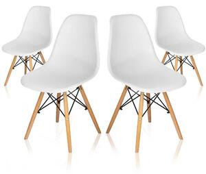 Set 4 Sedie con Stuttura in Legno e Seduta in Resina Luka Bianche
