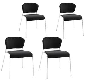 Set 4 Sedie in Metallo e Poliestere Nere