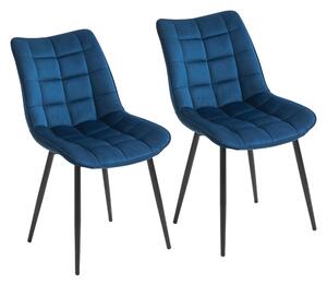 Set 2 Sedie Imbottite 46x58,5x85,5 cm in Tessuto Vellutato Blu