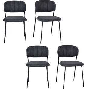 Set 4 Sedie Imbottite 49,5x55x81 cm in Tessuto Effetto Lino Grigio Scuro