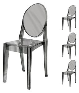 Set 4 Sedie 38x46x90,5 cm in Policarbonato da Interno Elizabet Grigio Fume