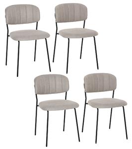 Set 4 Sedie Imbottite 49,5x55x81 cm in Tessuto Effetto Lino Cachi