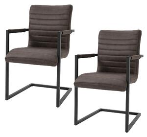 Set 2 Sedie Imbottite 63x53x90 cm in Poliestere Marrone