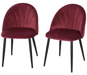 Set 2 Sedie Imbottite 50x54x79 cm in Velluto Bordeaux