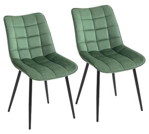 Set 2 Sedie Imbottite 46x58,5x85,5 cm in Tessuto Vellutato Verdi