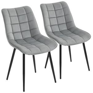 Set 2 Sedie Imbottite 46x58,5x85,5 cm in Tessuto Vellutato Grigie