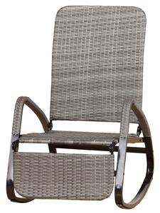 Sedia a Dondolo Pieghevole con Braccioli 90x64x108 cm in Metallo e Rattan Grigia