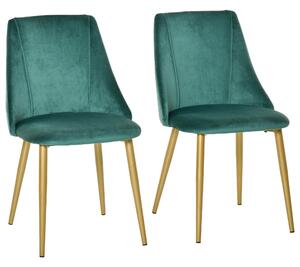 Set 2 Sedie Imbottite 50x56,5x85 cm in Tessuto Verde