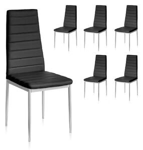 Set 6 Sedie 41x41x96 cm in Similpelle da Interno Nere