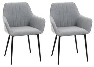 Set 2 Sedie Imbottite 59,5x56,5x81 cm in Lino Grigio Chiaro