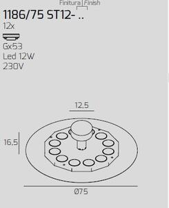 Disk bianco con staffa di fissaggio e copribase 1186-75 st12-bi