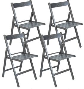 Set 4 Sedie Pieghevole 47,5x42,5x45/79 cm in Legno di Faggio FSC Grigia