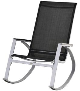 Sedia a Dondolo da Giardino 107x60x93 cm in Metallo e Tessuto Nero