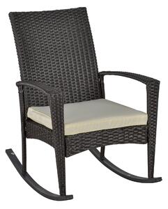 Sedia a Dondolo con Braccioli 66x88x98 cm in Rattan Marrone