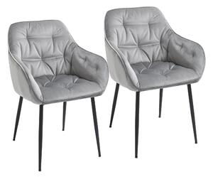Set 2 Sedie Imbottite 59,5x55,5x83,5 cm in Velluto Grigie