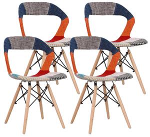 Set 4 Sedie 78x46x46 cm in Tessuto Patchwork da Interno Rosso e Arancione