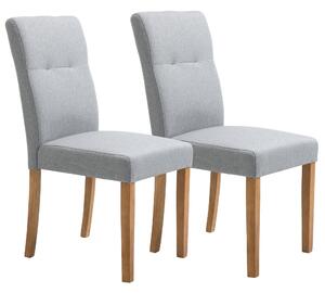 Set 2 Sedie Imbottite 50x62x96 cm in Tessuto Effetto Lino Grigio Chiaro