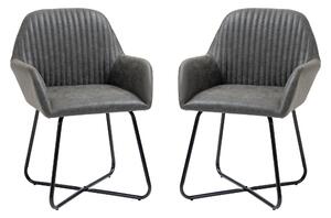 Set 2 Sedie Imbottite 60x56,5x85 cm in Similpelle Grigie